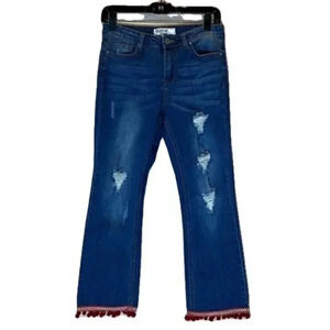 Velvet Heart Pom Pom trimmed Distressed Denim Jeans Size 25